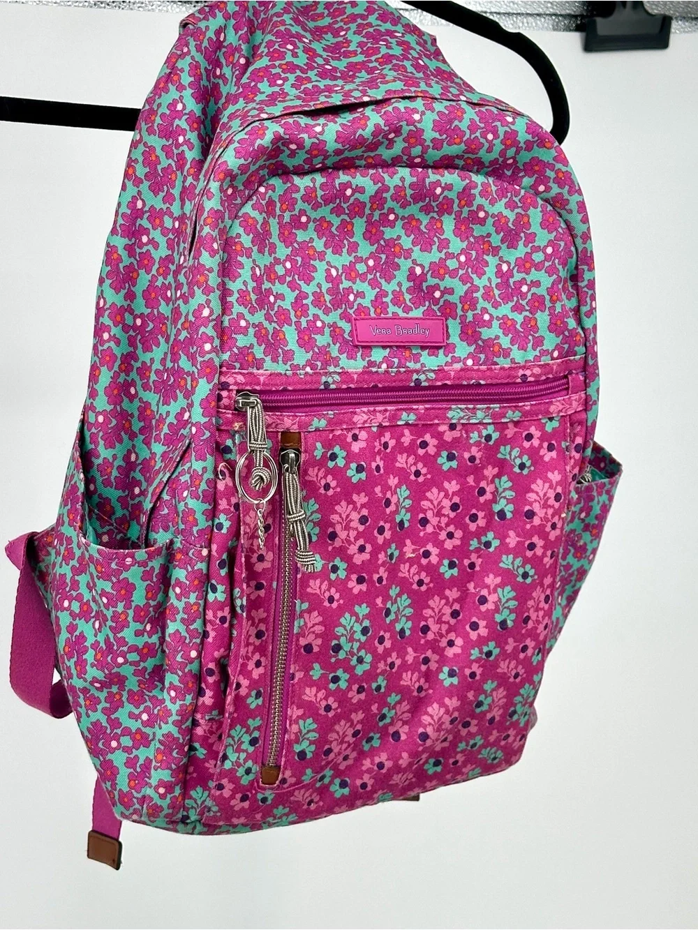Girls Women Vera Bradley Pink & Teal Floral Backpack Back to School